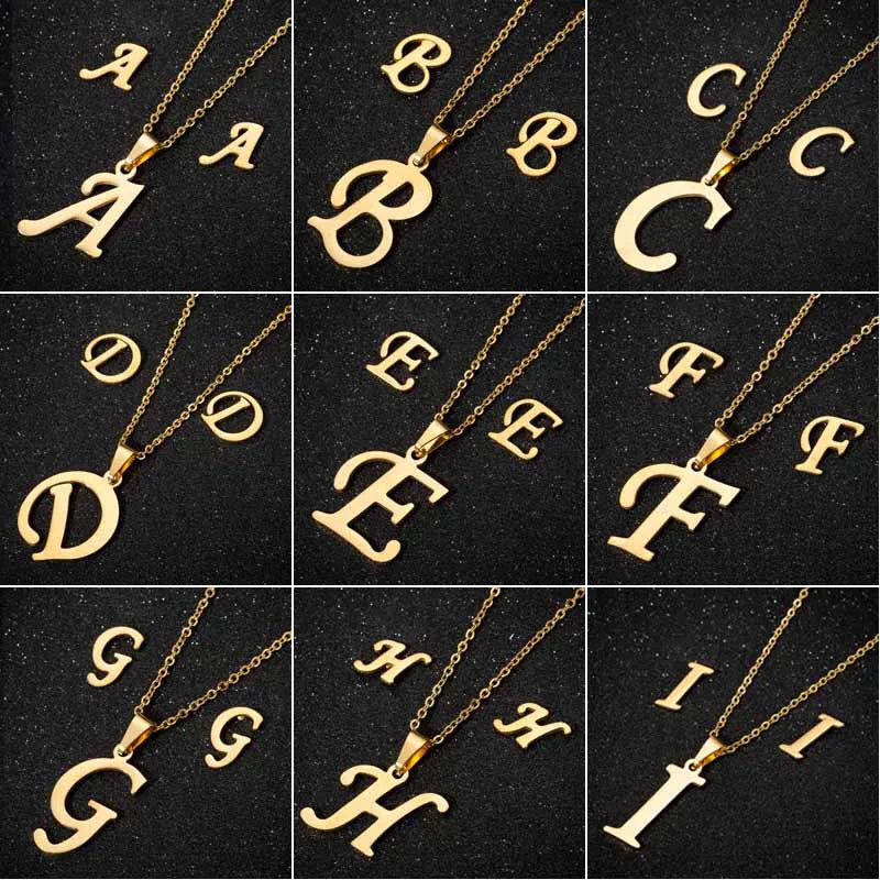 Stainless Steel A-Z Alphabet Initial Necklace for Women Men Personalize Jewelry 26 Letter Necklace Collier Pendientes 2024