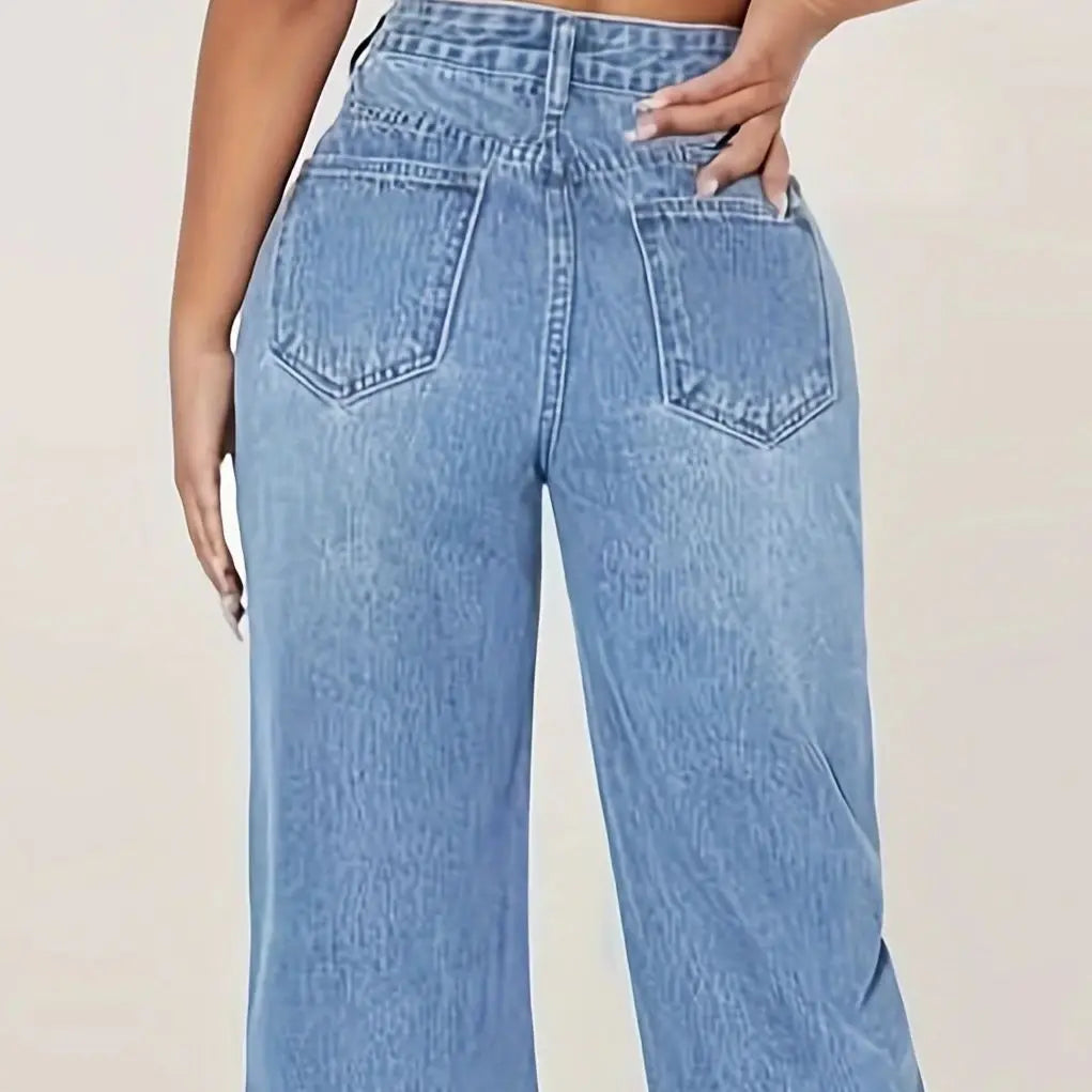 Ripped straight jeans