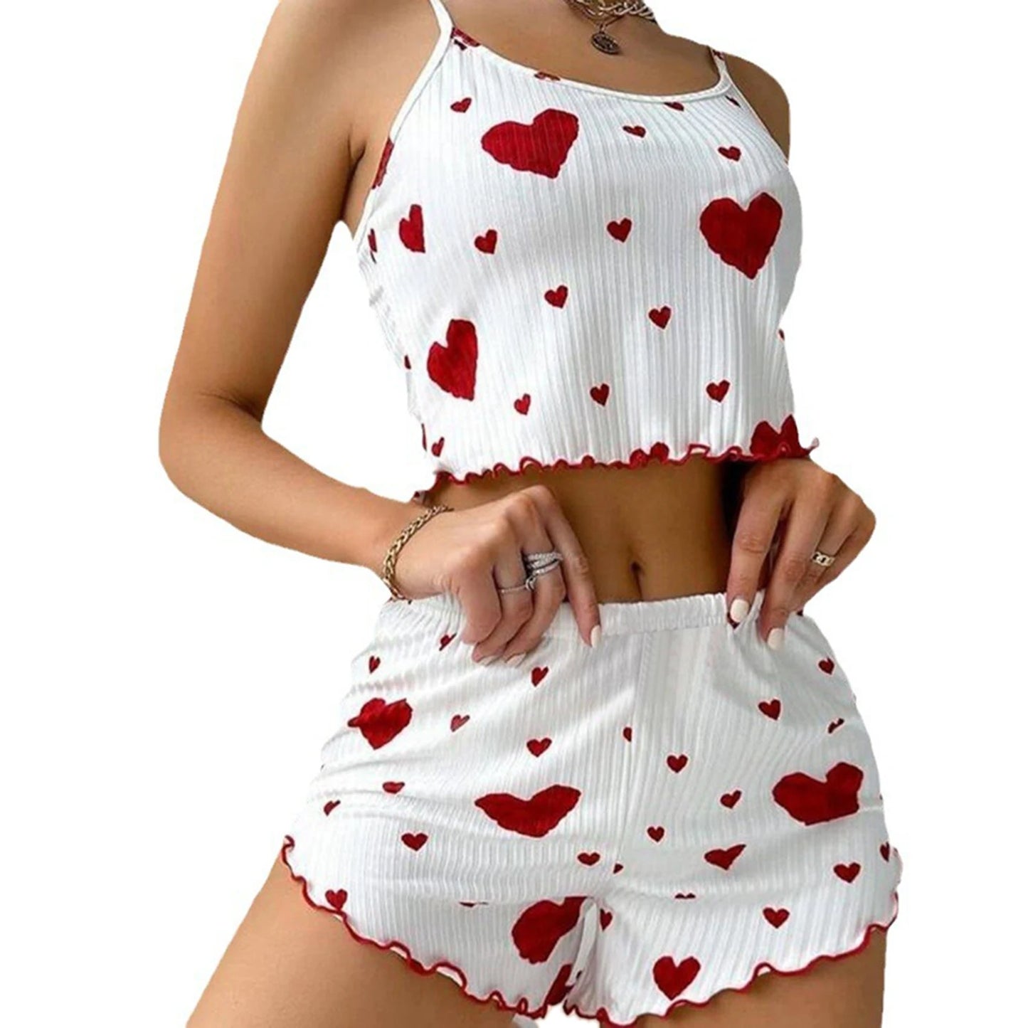 2 PCS Love Printing Pajamas