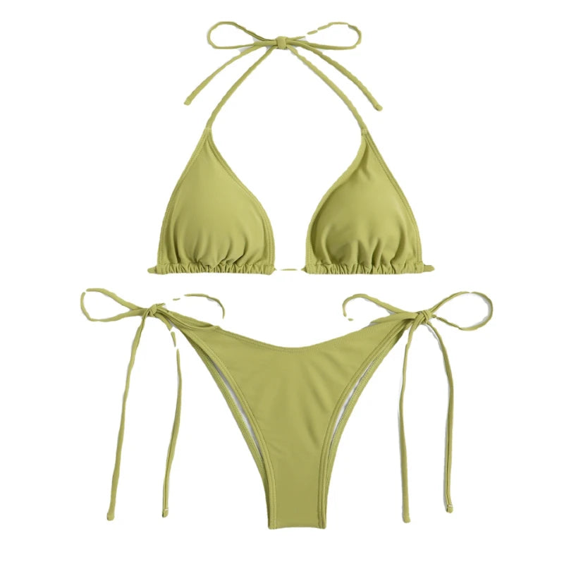 Solid Color Bikini Set