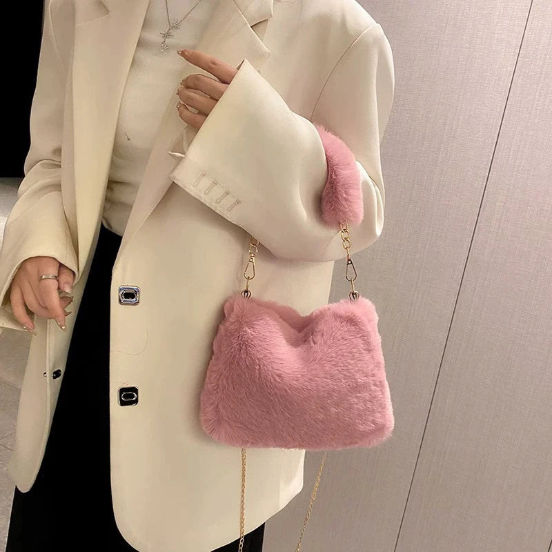 Plush Faux Fur Tote Bag