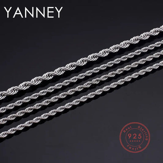 2/3/4mm 40-60cm Rope Chain Necklace 925 Silver Women Men Hip Hop Charm Fashion Party Gift Jewelry Necklace Accessories