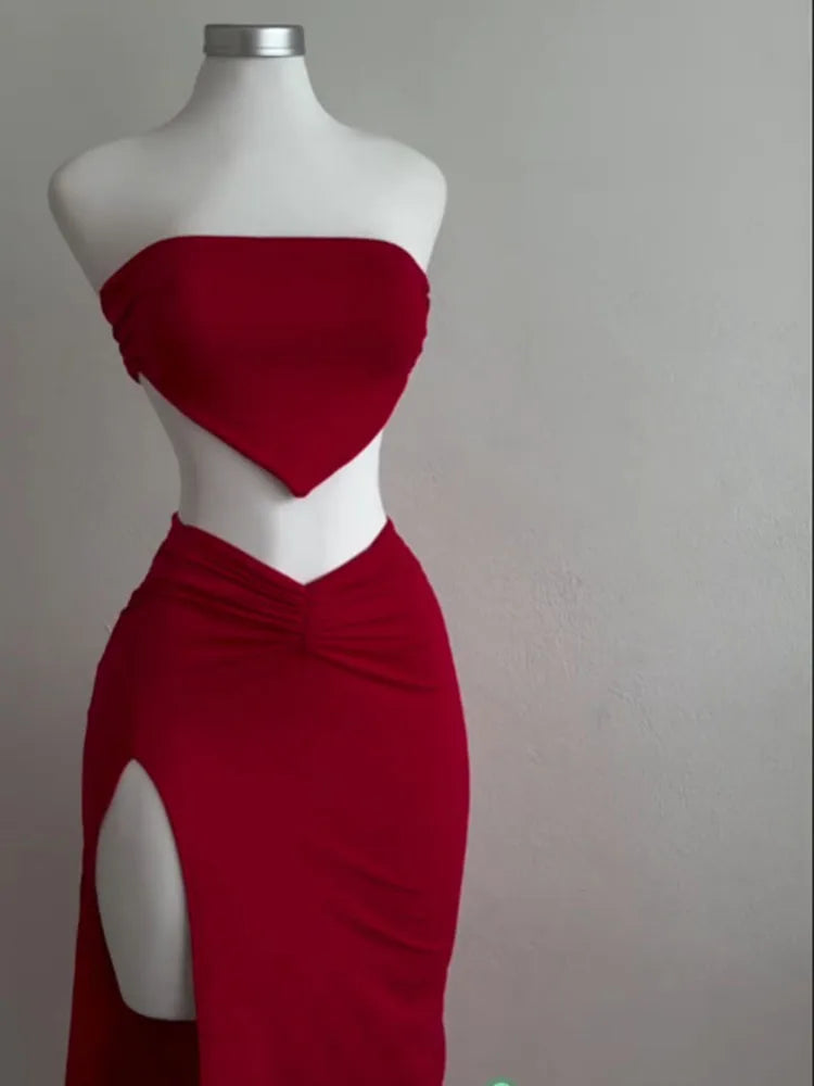 Strapless Backless 2 Piece Set