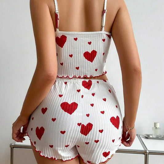 2 PCS Love Printing Pajamas