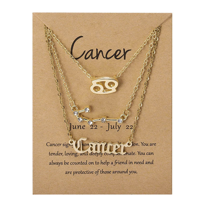 3Pcs/set 12 Zodiac Sign Necklaces