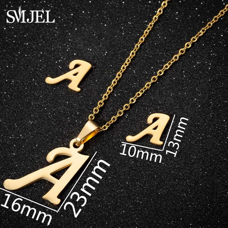 Stainless Steel A-Z Alphabet Initial Necklace for Women Men Personalize Jewelry 26 Letter Necklace Collier Pendientes 2024