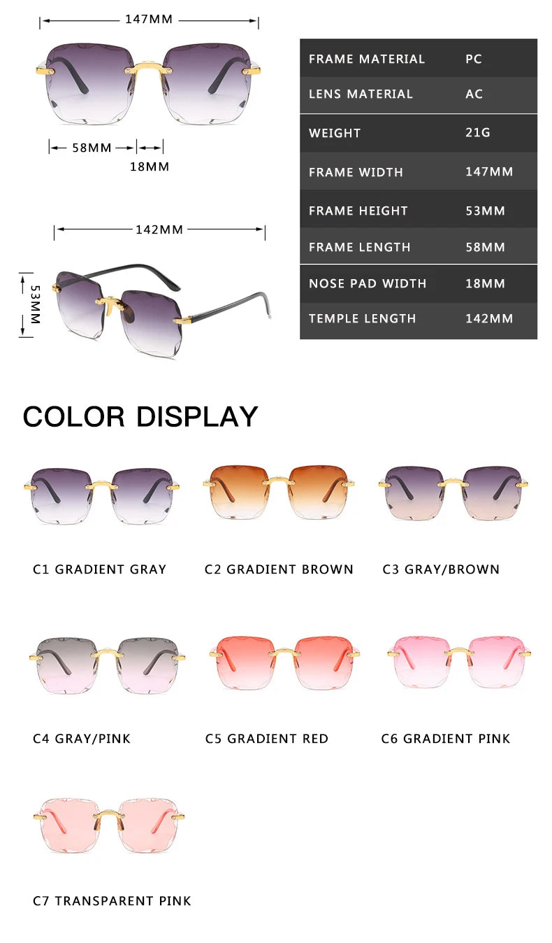 Square Rimless Sunglasses
