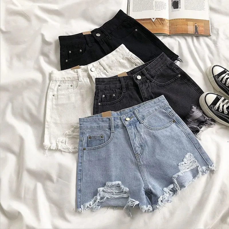 Ripped Denim Shorts