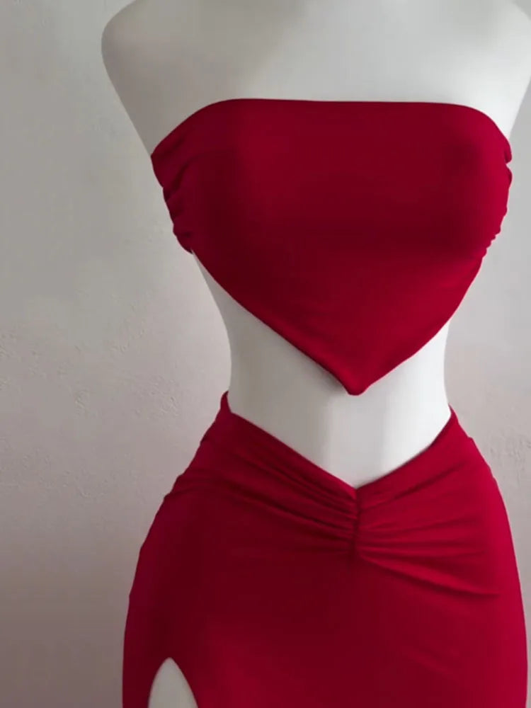 Strapless Backless 2 Piece Set