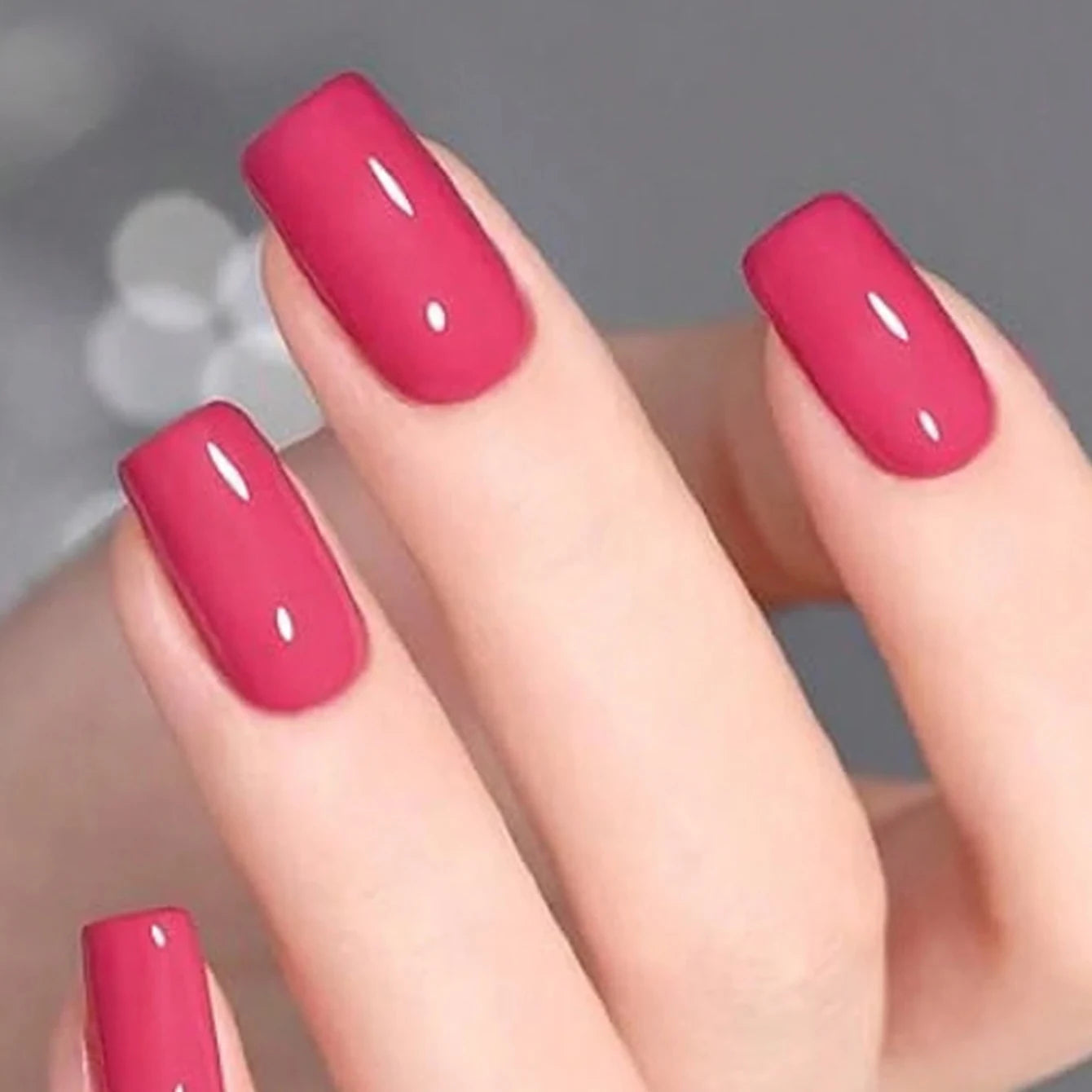 ARTAUG 24PCS Medium White Square Press On Nails