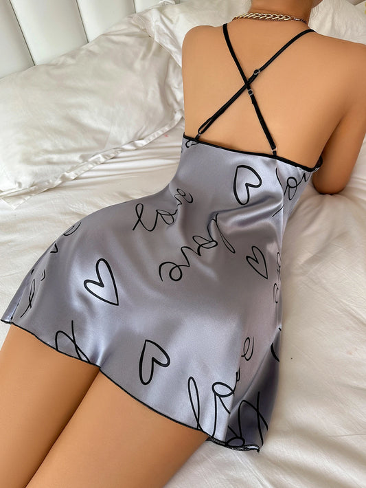 Heart Letter Print Nightdress