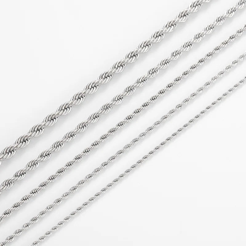 2/3/4mm 40-60cm Rope Chain Necklace 925 Silver Women Men Hip Hop Charm Fashion Party Gift Jewelry Necklace Accessories
