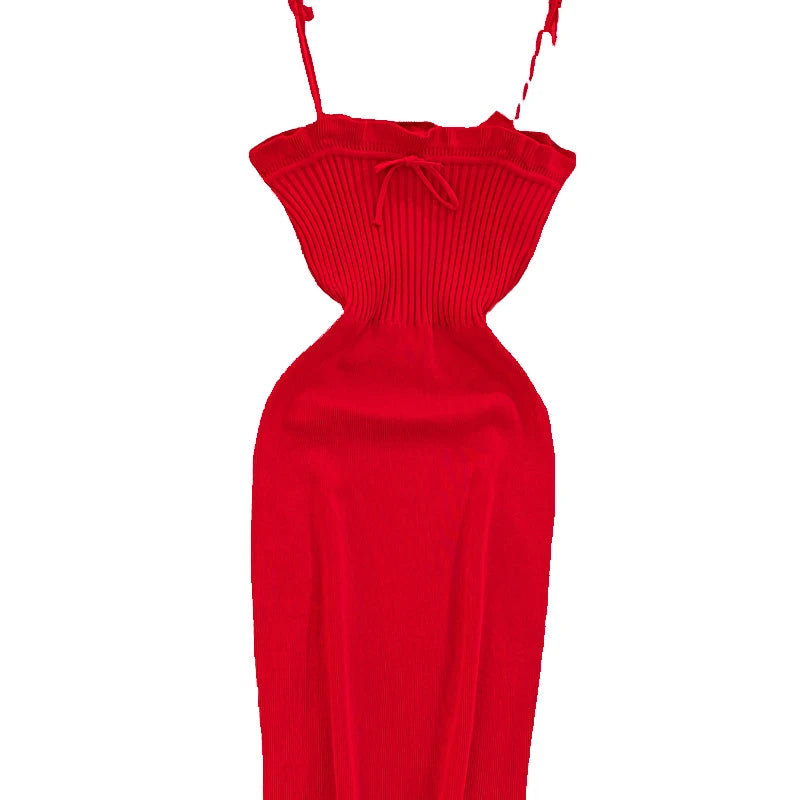 Ribbed Lace Up Dress