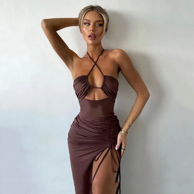Sleeveless Sexy Midi Backless Dresses