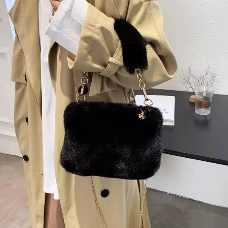 Plush Faux Fur Tote Bag