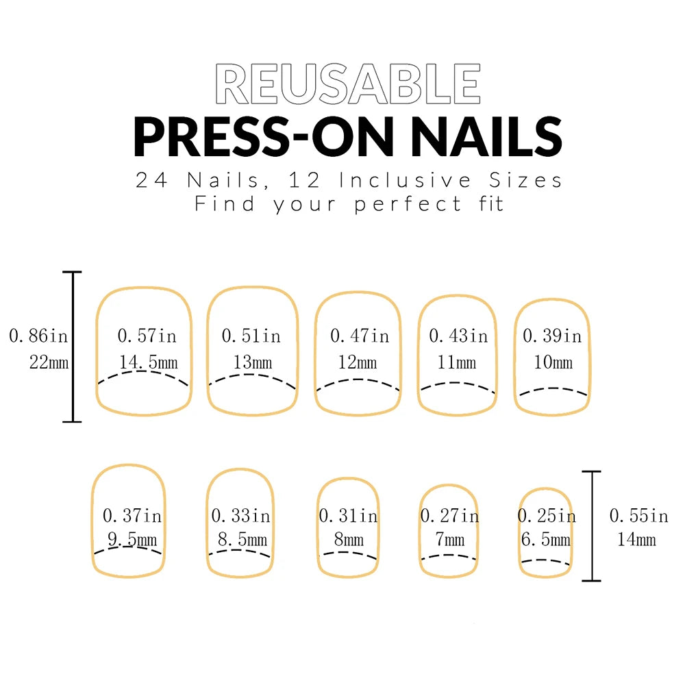 ARTAUG 24PCS Medium White Square Press On Nails