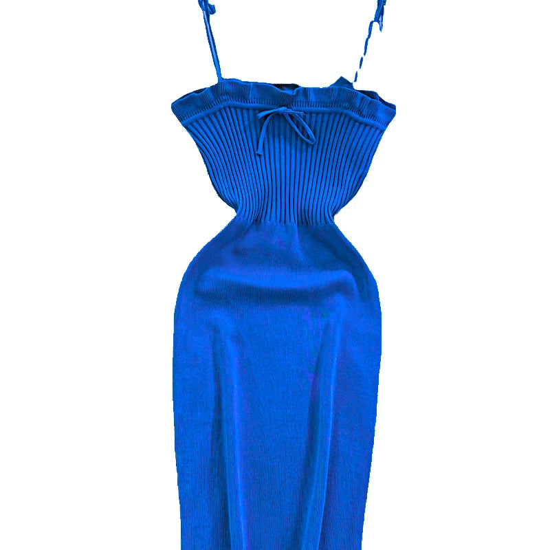 Ribbed Lace Up Dress