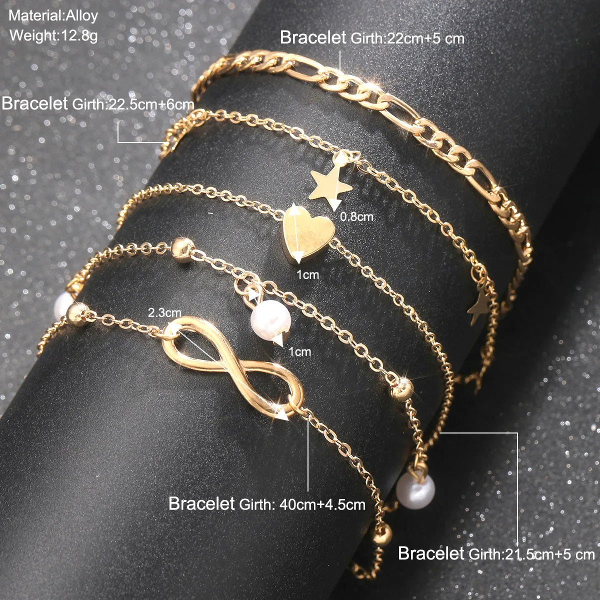 5Pcs Retro Multilayer Tassel Anklet