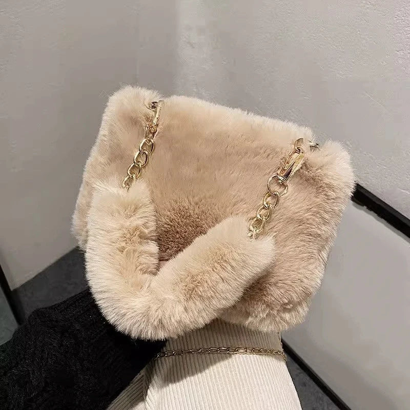 Plush Faux Fur Tote Bag