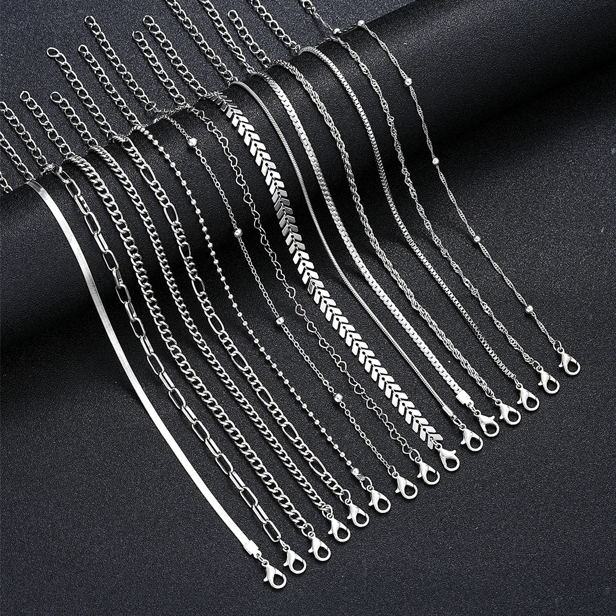 15 Pcs/Set Dainty Silver Bracelet Set