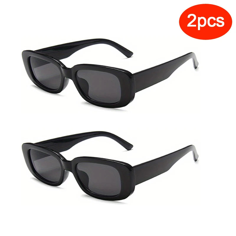 2pcs/set Rectangle Frame Sunglasses
