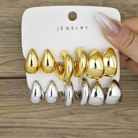 6pcs Chunky Hoop Earring