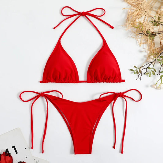 Solid Color Bikini Set