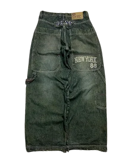 American Retro Embroidery Baggy Jeans