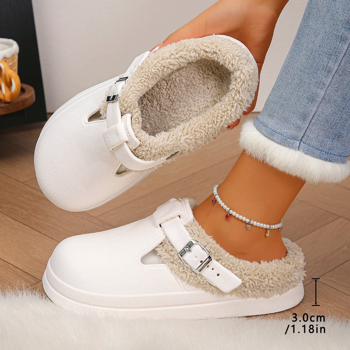 Waterproof Eva Furry Mules Slippers
