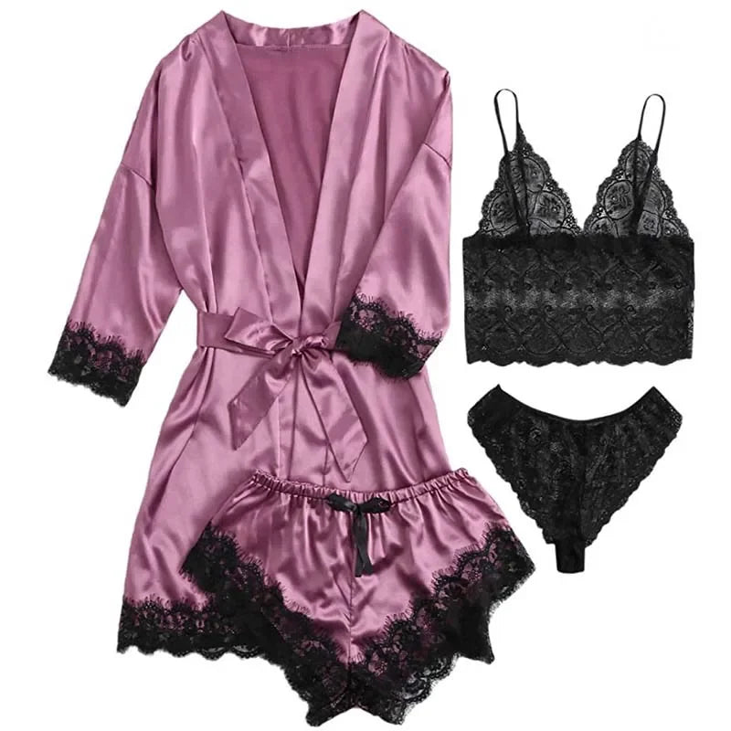 4 Pieces Woman Sleepwear Pajamas