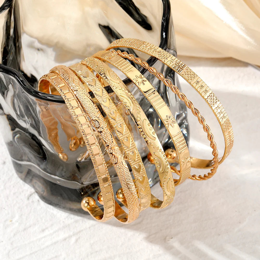 7 Pcs/Set Punk Gold Bracelets