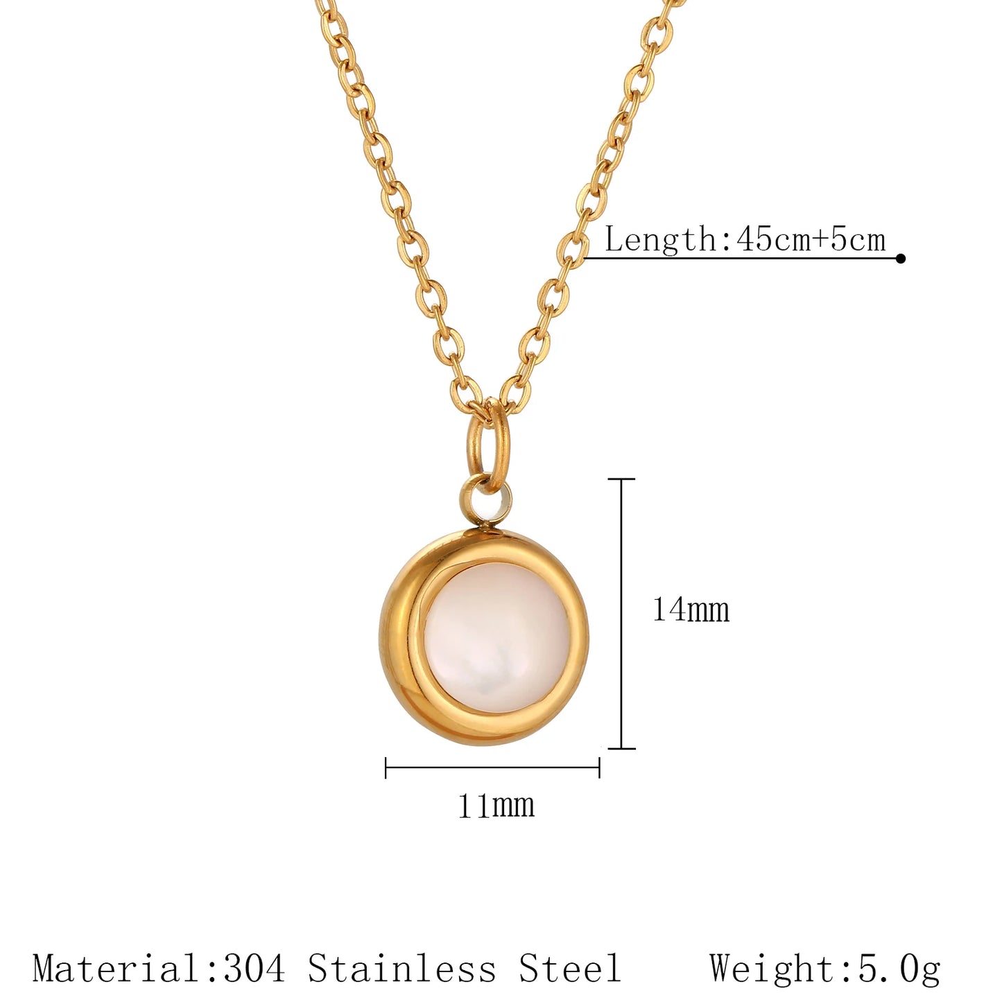 Stainless Steel Geometric Necklace For Women Elegant Heart/Angel/Round/Sun Natural Shell Pendant Clavicle Chain Jewelry Gifts