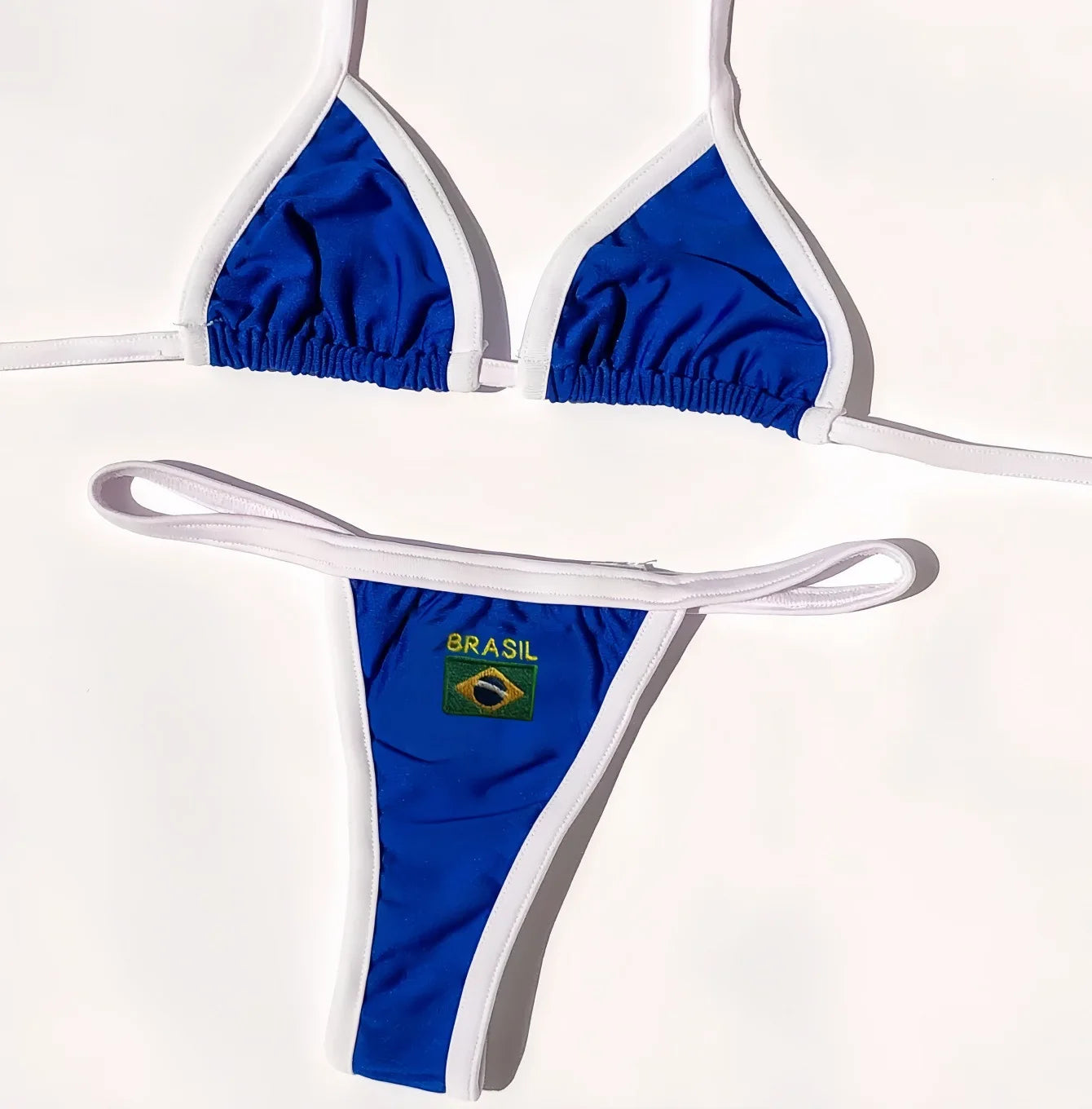 Embroidery Brasil Flag Bikini Set
