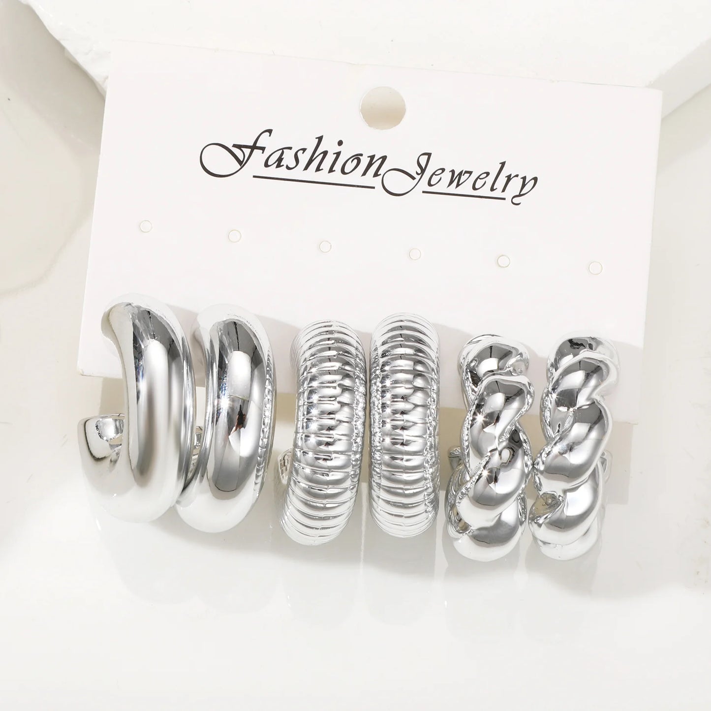 6pcs Chunky Hoop Earring