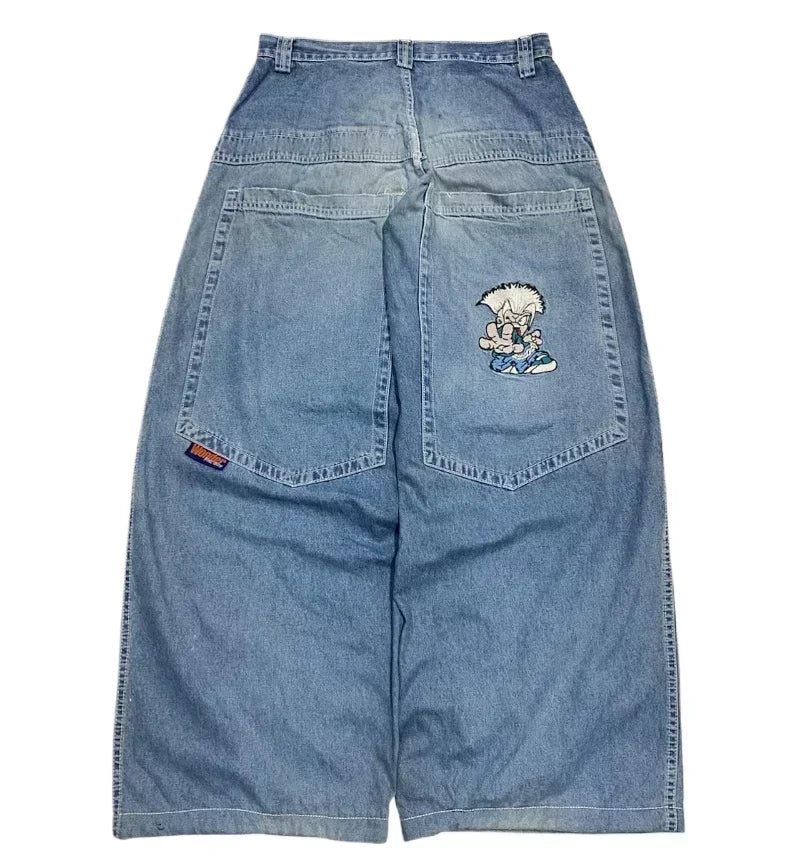 American Retro Embroidery Baggy Jeans