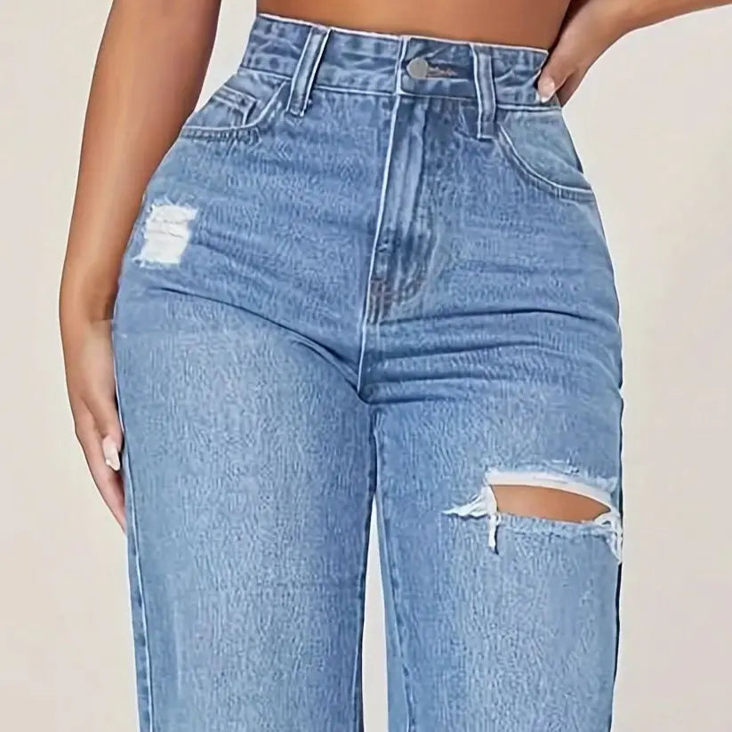 Ripped straight jeans