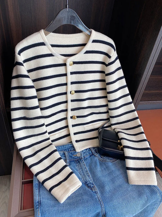 Stripe Knitted Cardigans Sweaters
