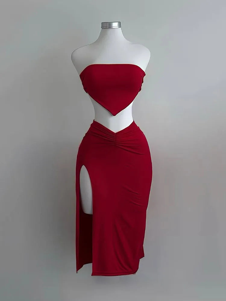 Strapless Backless 2 Piece Set