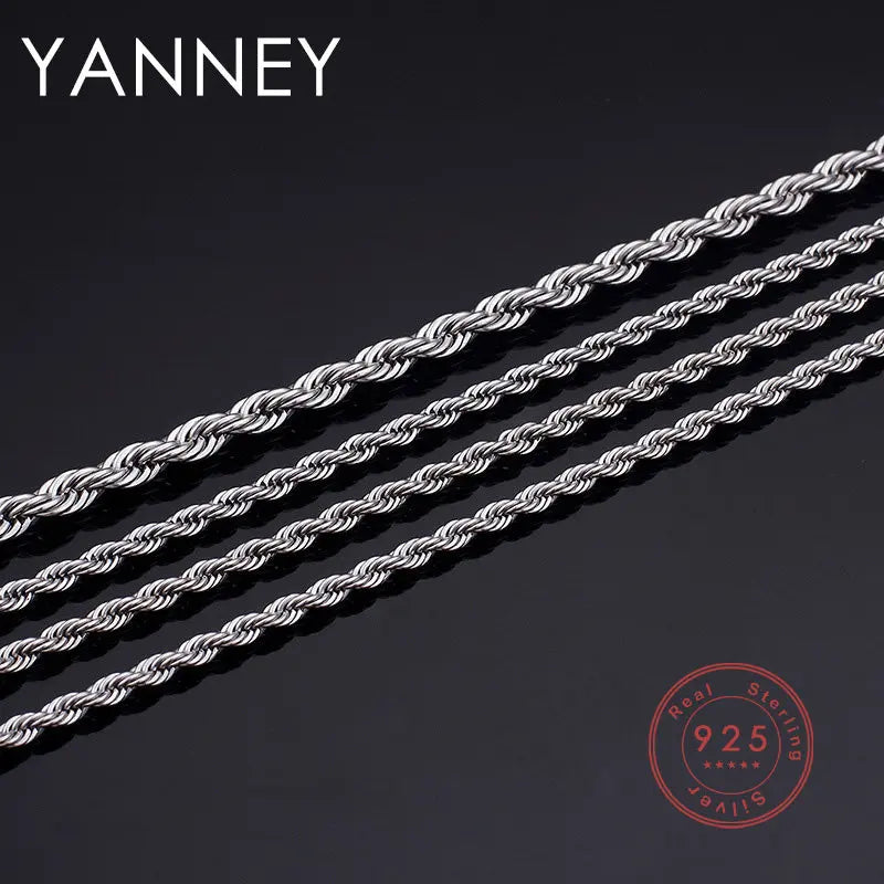 2/3/4mm 40-60cm Rope Chain Necklace 925 Silver Women Men Hip Hop Charm Fashion Party Gift Jewelry Necklace Accessories