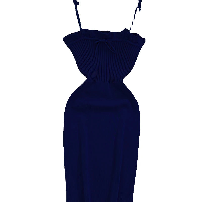 Ribbed Lace Up Dress