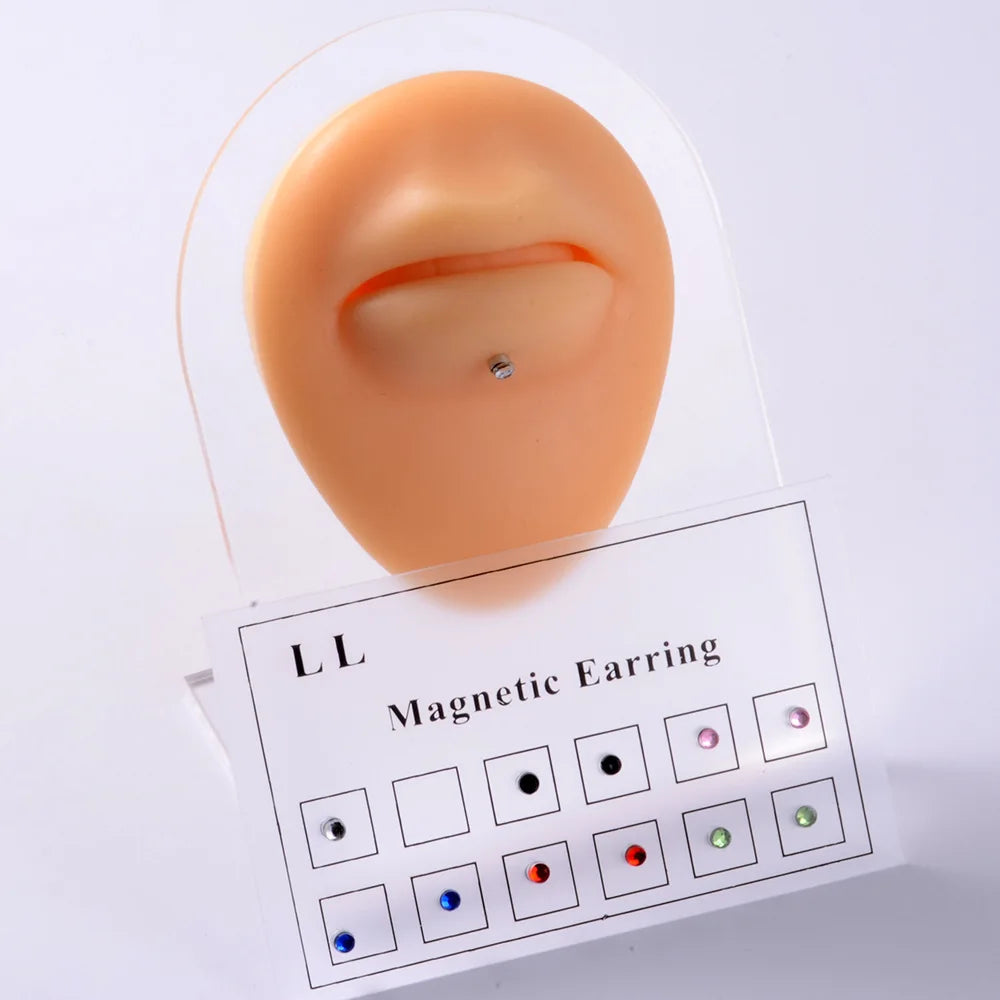 12PCS/Card Fake Non Pierced Magnet Ear Tragus Cartilage Earring