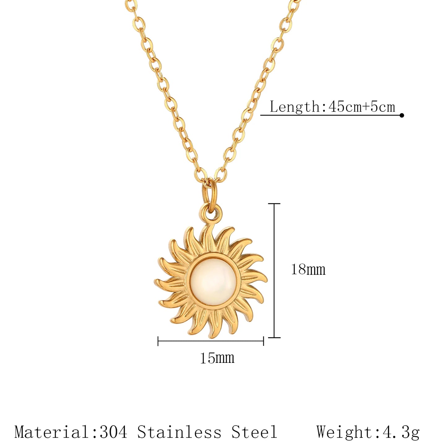 Stainless Steel Geometric Necklace For Women Elegant Heart/Angel/Round/Sun Natural Shell Pendant Clavicle Chain Jewelry Gifts