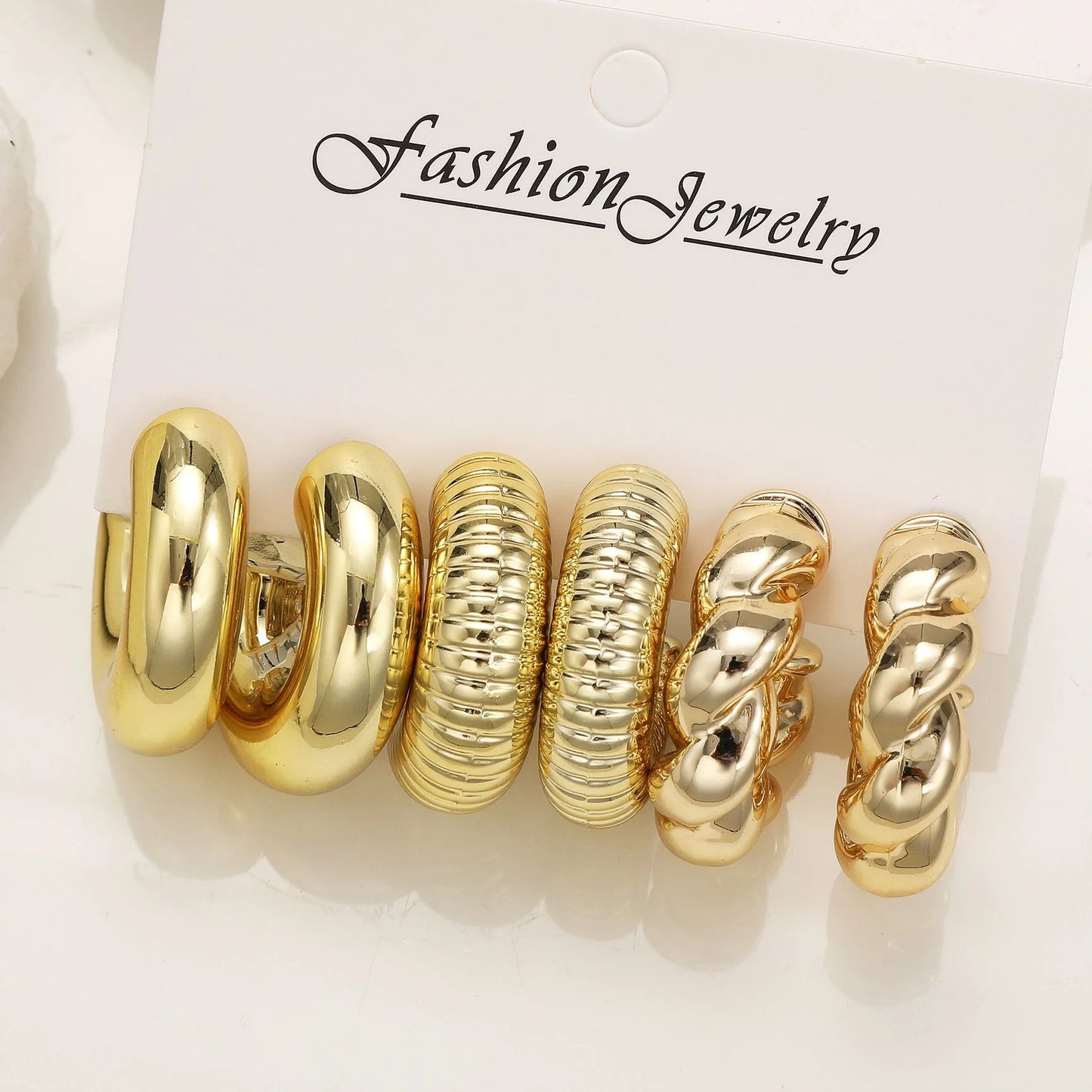 6pcs Chunky Hoop Earring