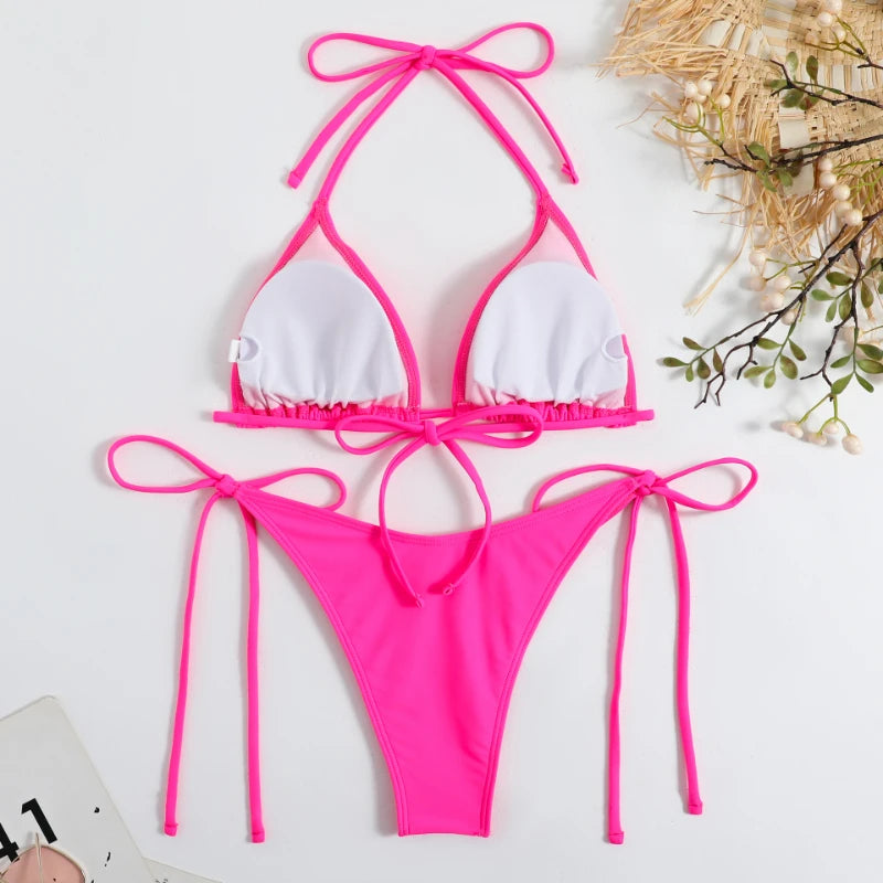 Solid Color Bikini Set