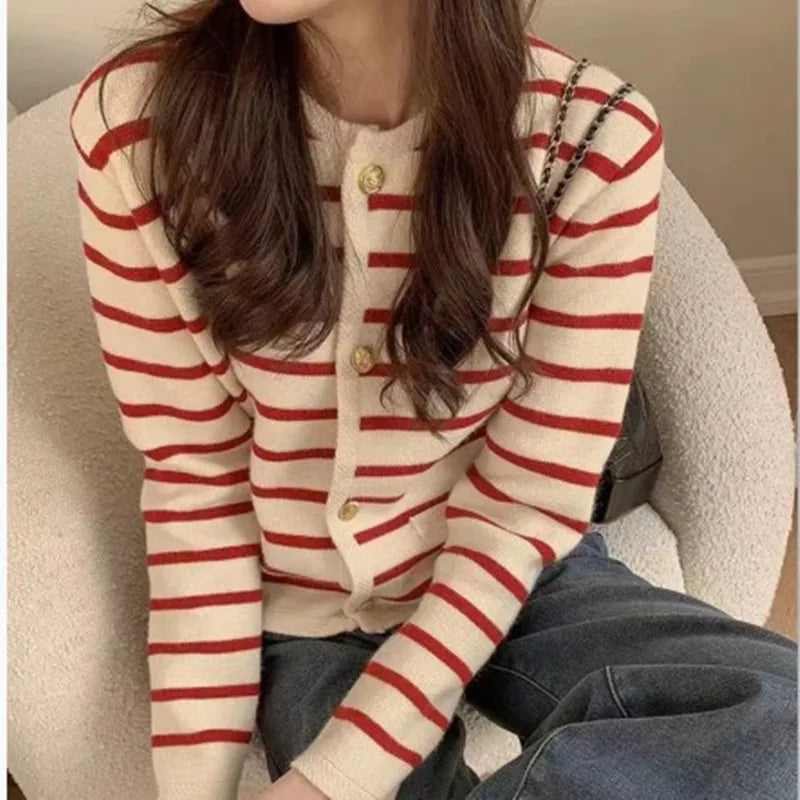 Stripe Knitted Cardigans Sweaters
