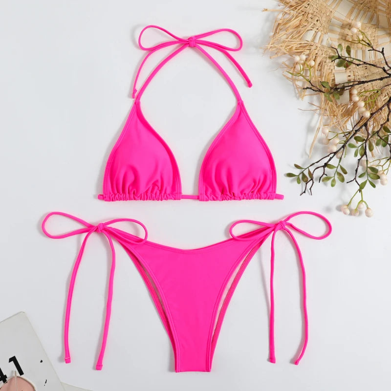 Solid Color Bikini Set