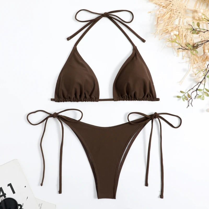 Solid Color Bikini Set