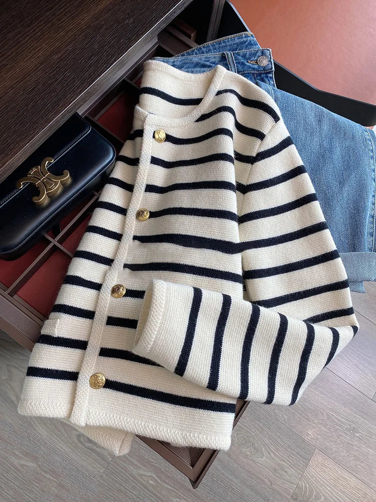 Stripe Knitted Cardigans Sweaters
