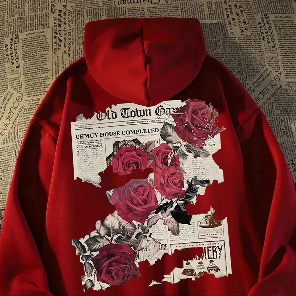 Graphic rose printed hoodie