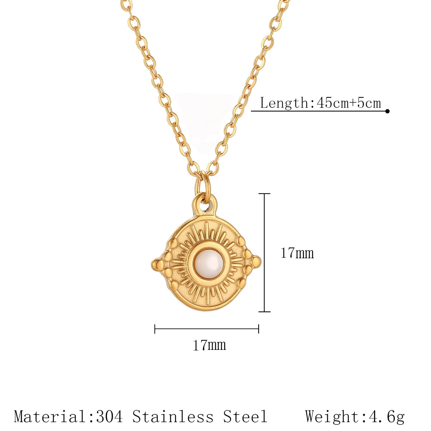 Stainless Steel Geometric Necklace For Women Elegant Heart/Angel/Round/Sun Natural Shell Pendant Clavicle Chain Jewelry Gifts